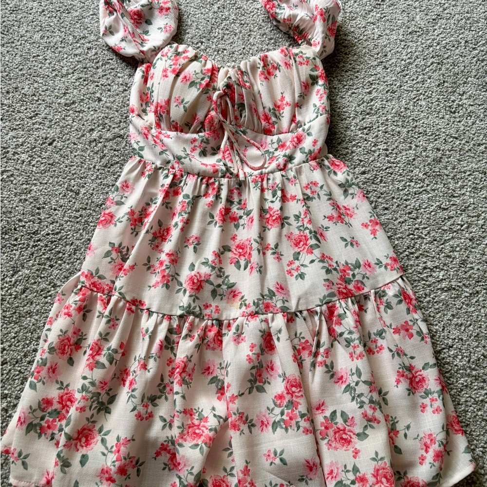 Windsor Floral Dress - Pink and White